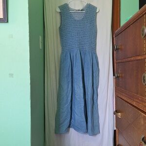Vintage 90s Stretchy Denim Maxi Sleeveless Dress